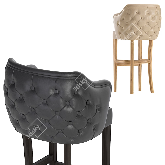 Sleek Modern Leather Barstool 3D model image 3