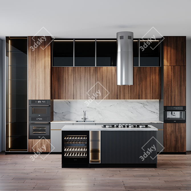 Modern Kitchen with Fulgor Milano Appliances 3D model image 1