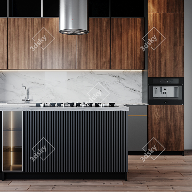 Modern Kitchen with Fulgor Milano Appliances 3D model image 3