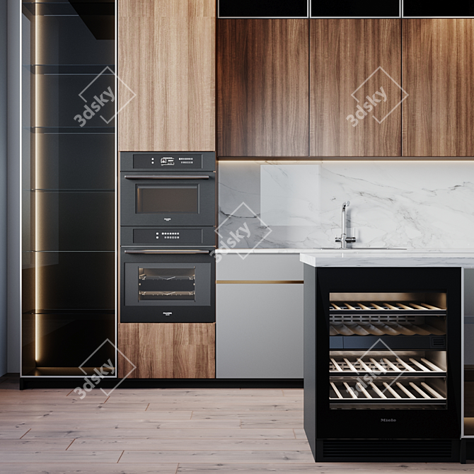 Modern Kitchen with Fulgor Milano Appliances 3D model image 4