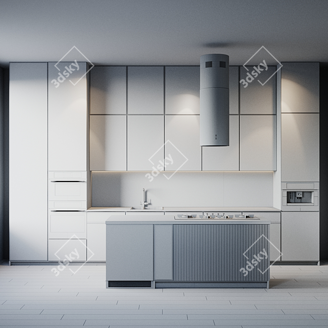 Modern Kitchen with Fulgor Milano Appliances 3D model image 5