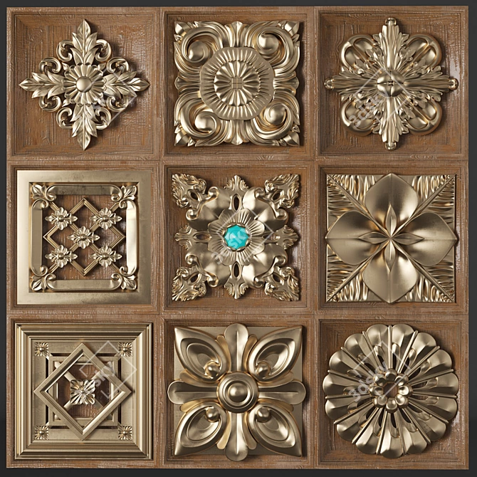 3Dmax-Corona 9 Square Ornaments 3D model image 1