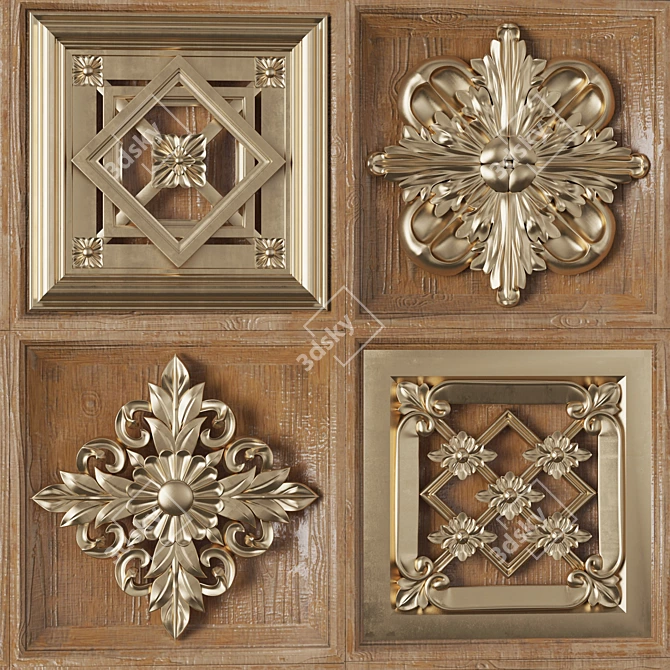 3Dmax-Corona 9 Square Ornaments 3D model image 2