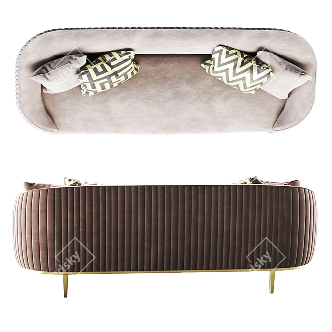 Elegant Ella 3-Seat Sofa: Chalk & Brass 3D model image 3