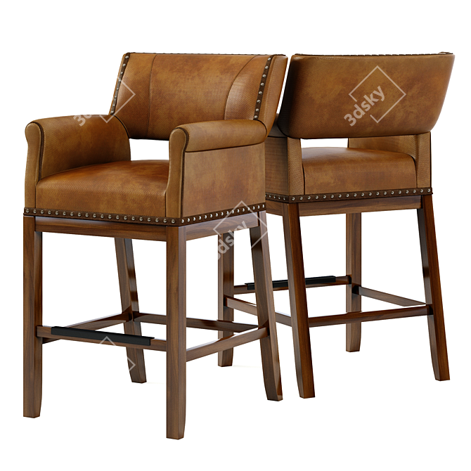 Hancock & Moore Club Bar Stool: Stylish and Versatile 3D model image 1