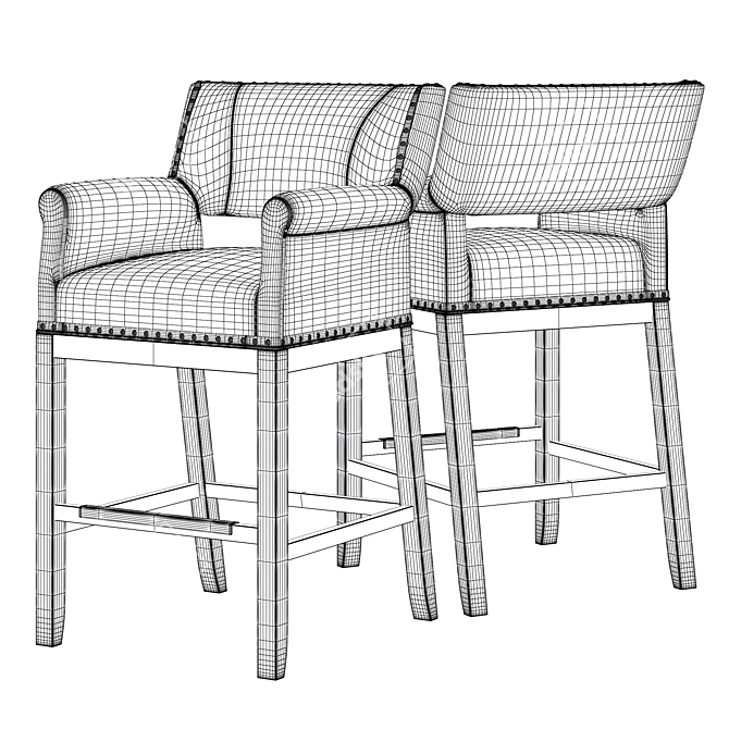 Hancock & Moore Club Bar Stool: Stylish and Versatile 3D model image 2