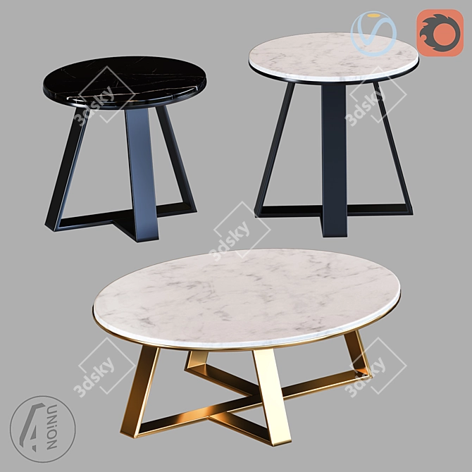 Modern Glass Coffee Table Set 3D model image 1