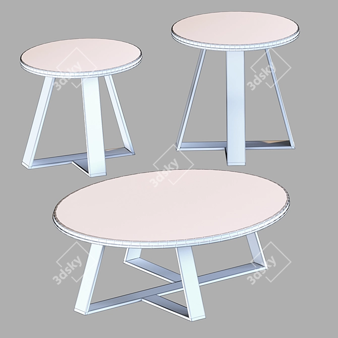 Modern Glass Coffee Table Set 3D model image 2
