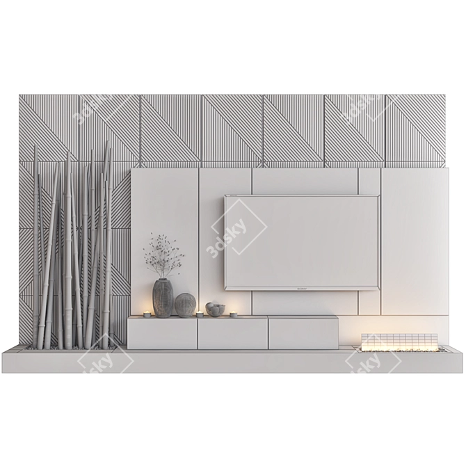 Modular TV Wall with Decor 3D model image 3