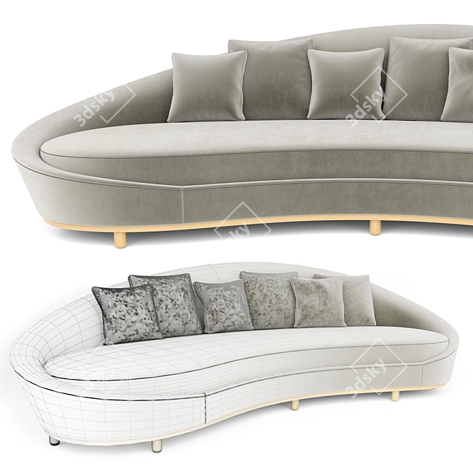 Elegant Curve Sofa Set 3D model image 3