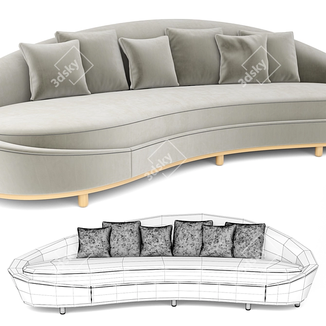 Elegant Curve Sofa Set 3D model image 4