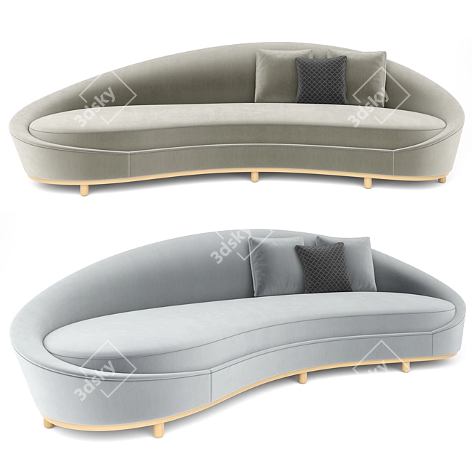 Elegant Curve Sofa Set 3D model image 5