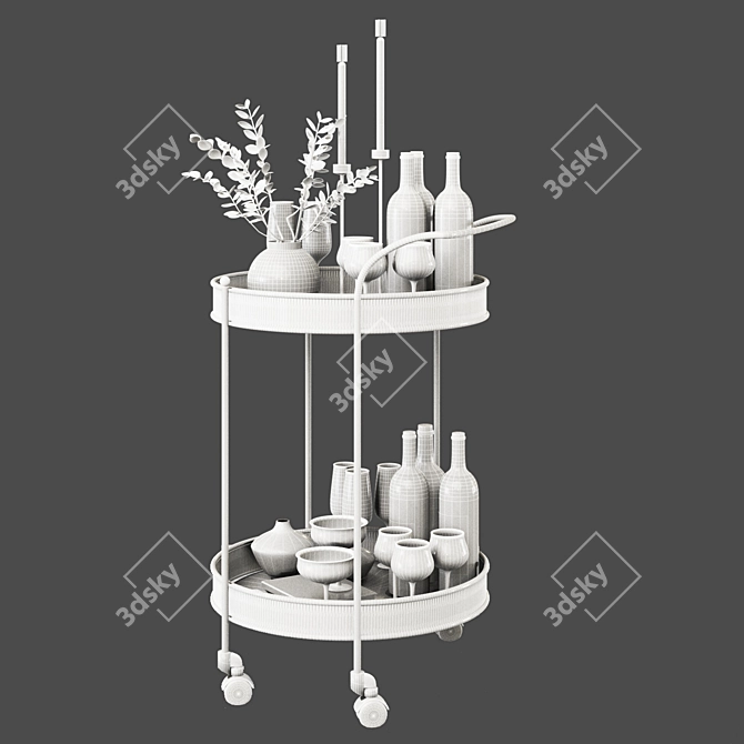 Elegant Modern Bar Cart 3D model image 3