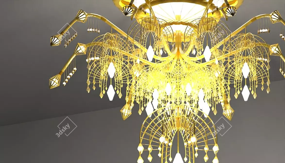 Sleek Tech Chandelier 3D model image 1