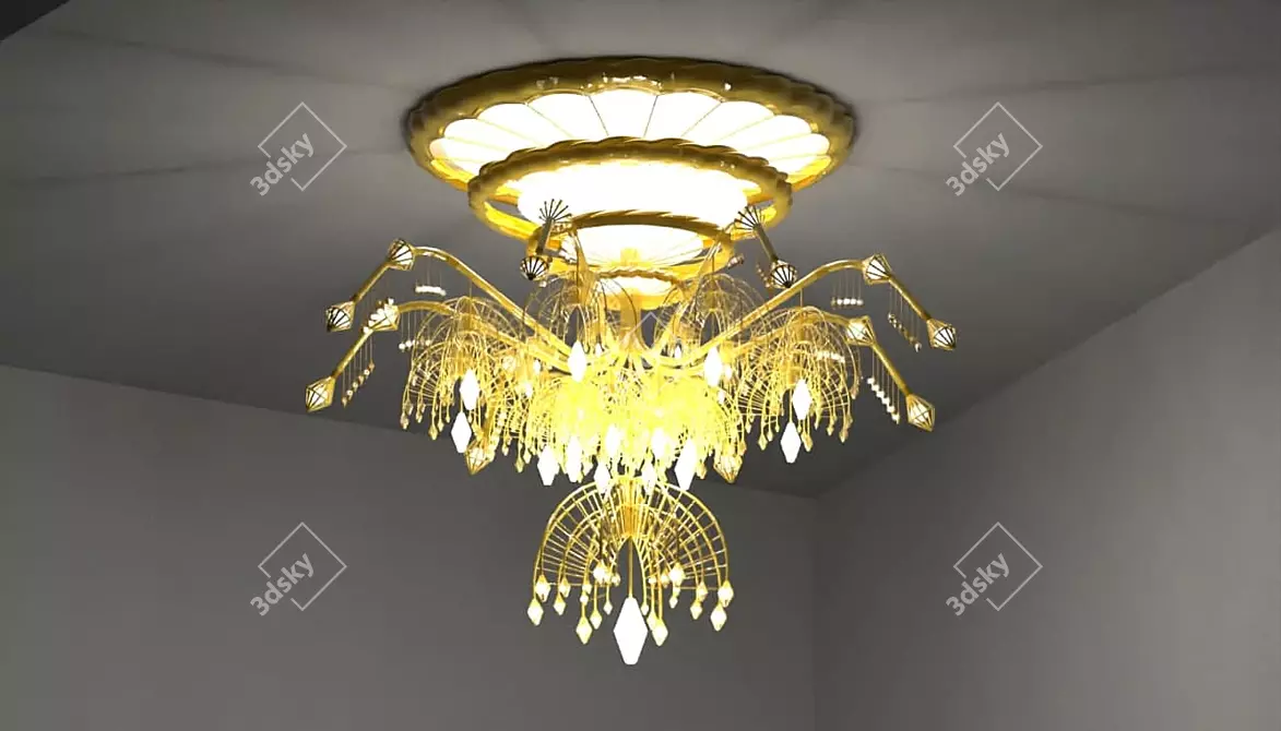 Sleek Tech Chandelier 3D model image 2