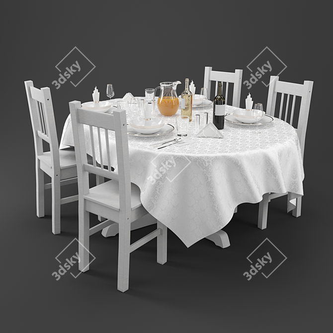 INGATORP Extendable Table & STEFAN Chairs 3D model image 2