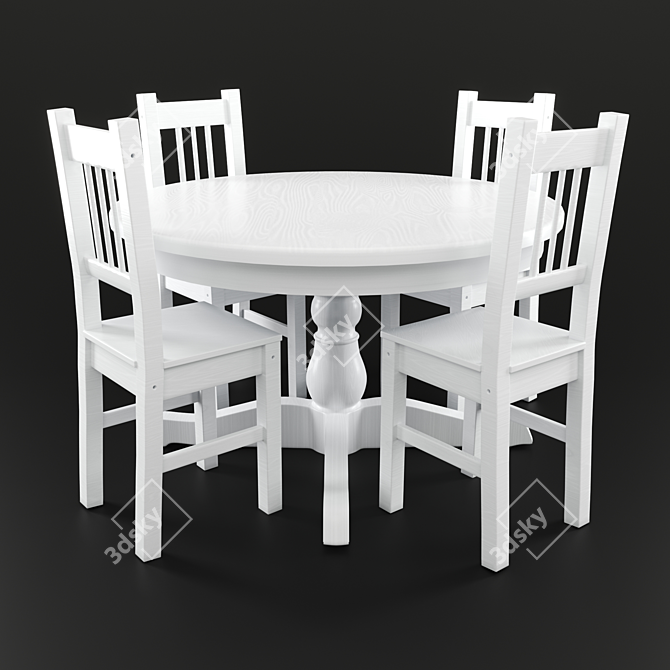 INGATORP Extendable Table & STEFAN Chairs 3D model image 6