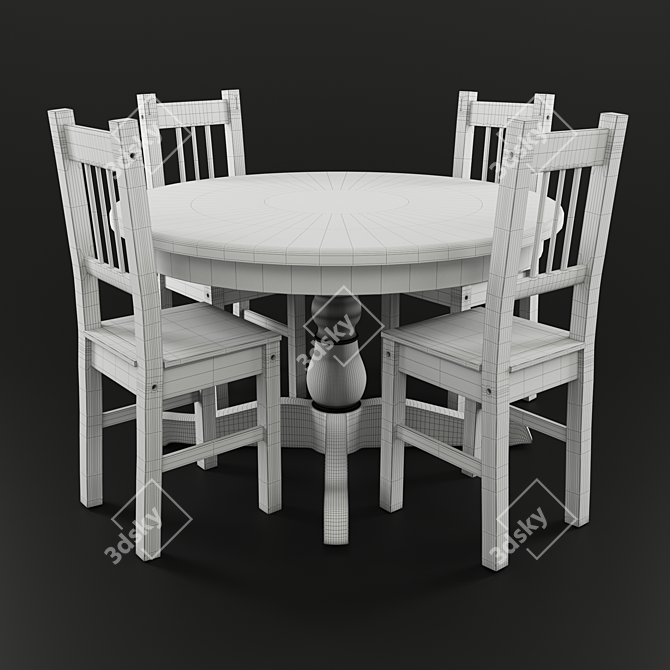 INGATORP Extendable Table & STEFAN Chairs 3D model image 7