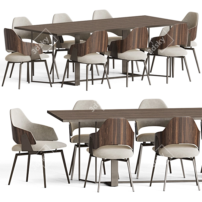 Modern 111 Dining Set: Stylish, Durable, Versatile 3D model image 1