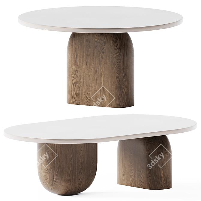 Elegant Oval Coffee Table 3D model image 1