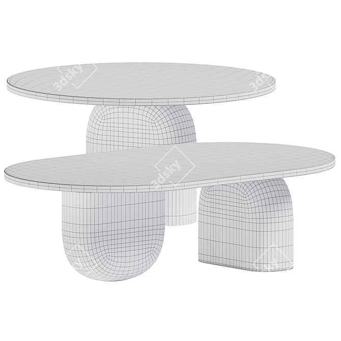 Elegant Oval Coffee Table 3D model image 2