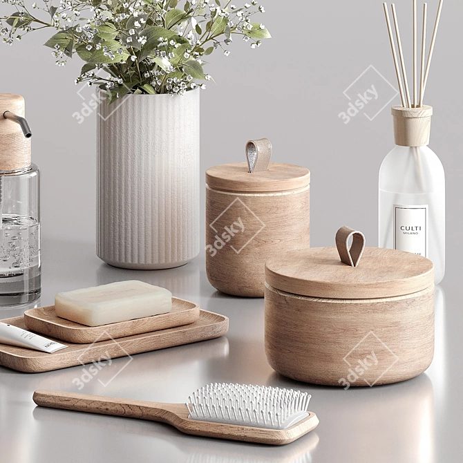 Elegant Bathroom Decor Set 3D model image 3