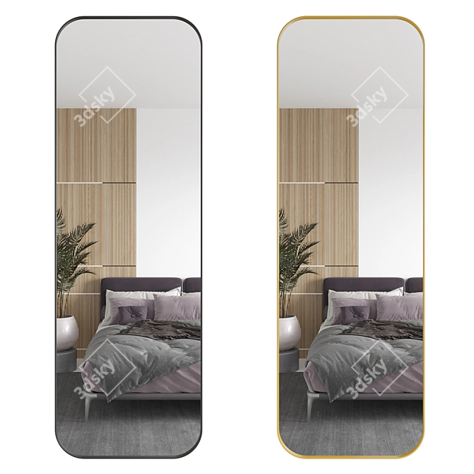 Sleek Framed Mirror 3D model image 1