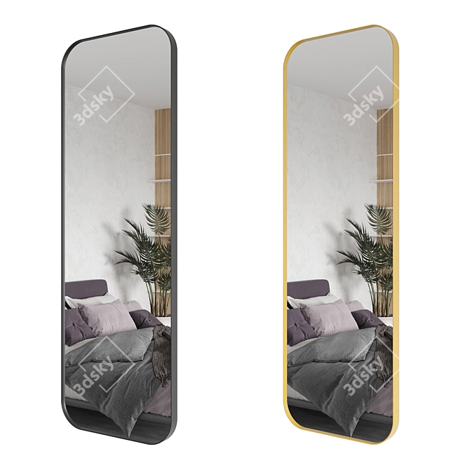 Sleek Framed Mirror 3D model image 2