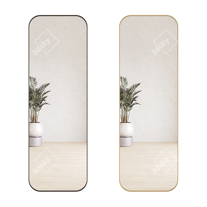 Sleek Framed Mirror 3D model image 6