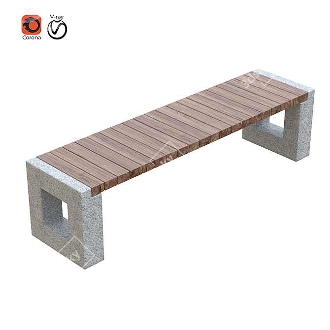 Arena Park Bench Set 3D model image 4