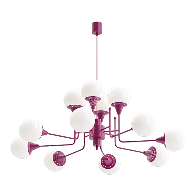 Mid-Century Stilnovo Brass Chandelier 3D model image 1