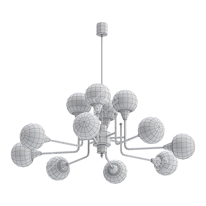 Mid-Century Stilnovo Brass Chandelier 3D model image 2