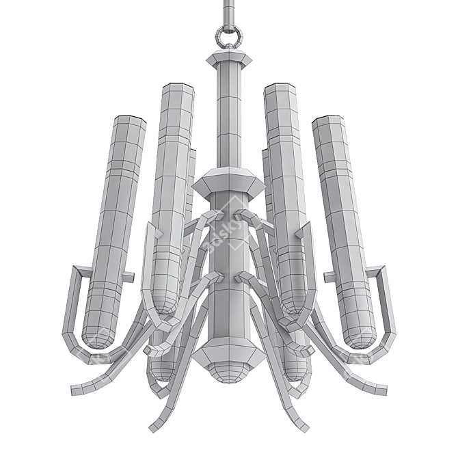 Italian Brutalist Brass Chandelier 3D model image 2