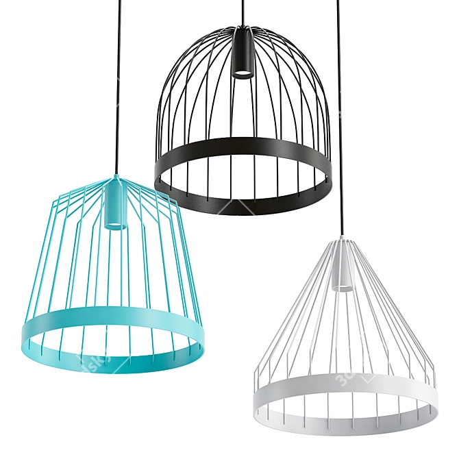 Modern Florentine Bird Cage Pendant 3D model image 1