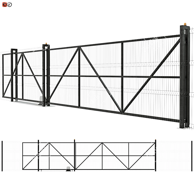 Industrial Sliding Mesh Gates 3D model image 1