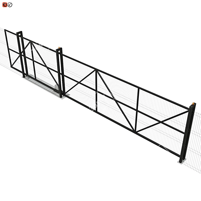 Industrial Sliding Mesh Gates 3D model image 2