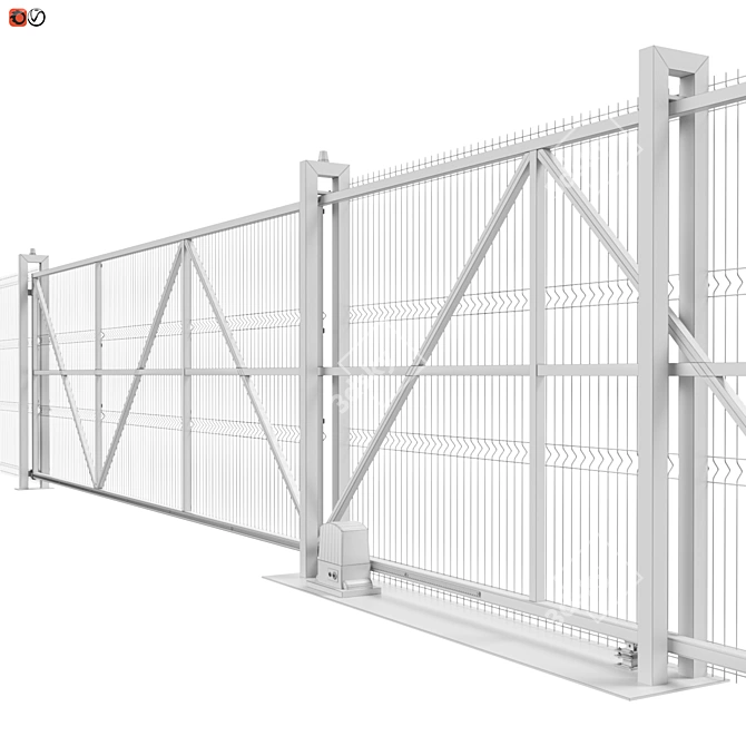 Industrial Sliding Mesh Gates 3D model image 4