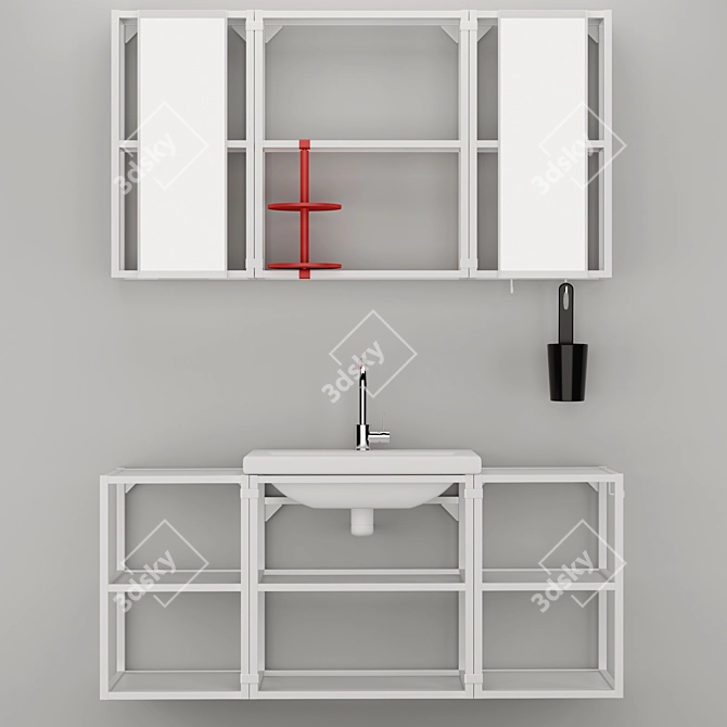 Title: Modern Bathroom Furniture Set 3D model image 1