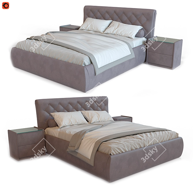 Elba Mebel Helma Bed with TM-250 Nightstands 3D model image 8