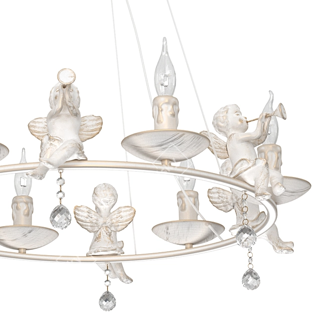 ARTE Lamp AMUR A1133SP-6WG: Elegant White and Gold Chandelier 3D model image 2