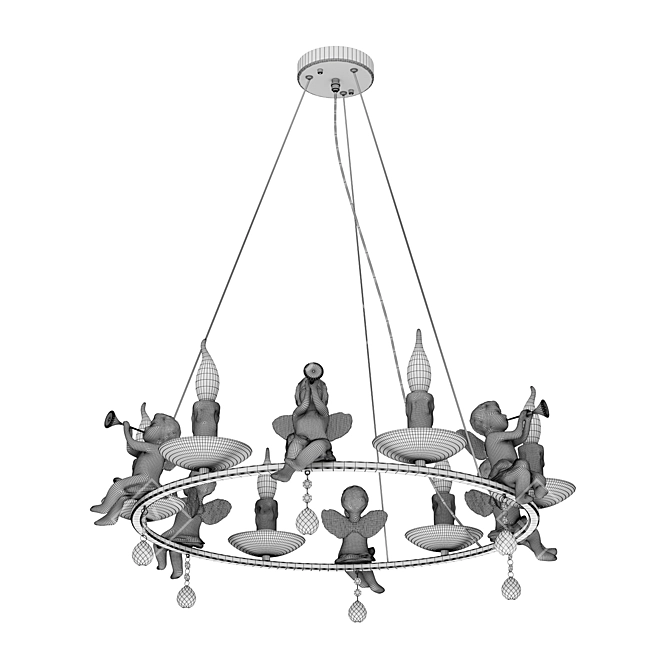 ARTE Lamp AMUR A1133SP-6WG: Elegant White and Gold Chandelier 3D model image 3