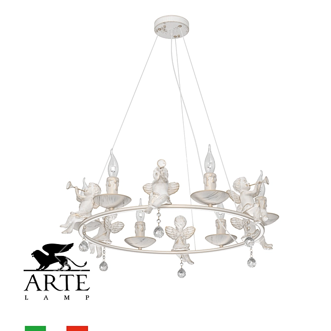 ARTE Lamp AMUR A1133SP-6WG: Elegant White and Gold Chandelier 3D model image 4