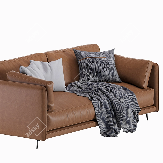 Krisby Leather Sofa: Stylish and Modern 3D model image 5