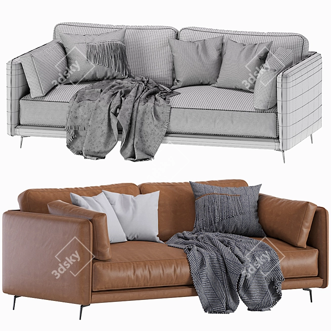 Krisby Leather Sofa: Stylish and Modern 3D model image 7