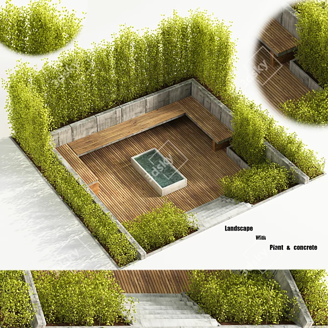 Outdoor Oasis: Backyard and Landscape 3D model image 1