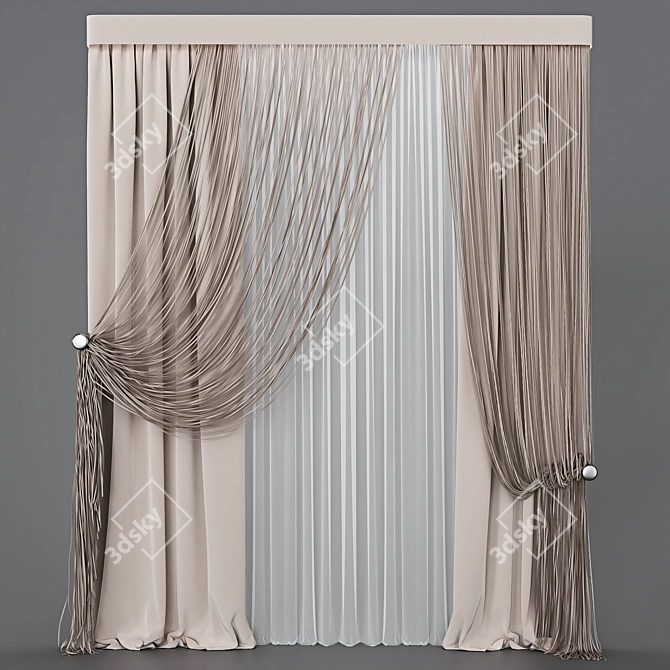 Elegant Curtain Collection 3D model image 1