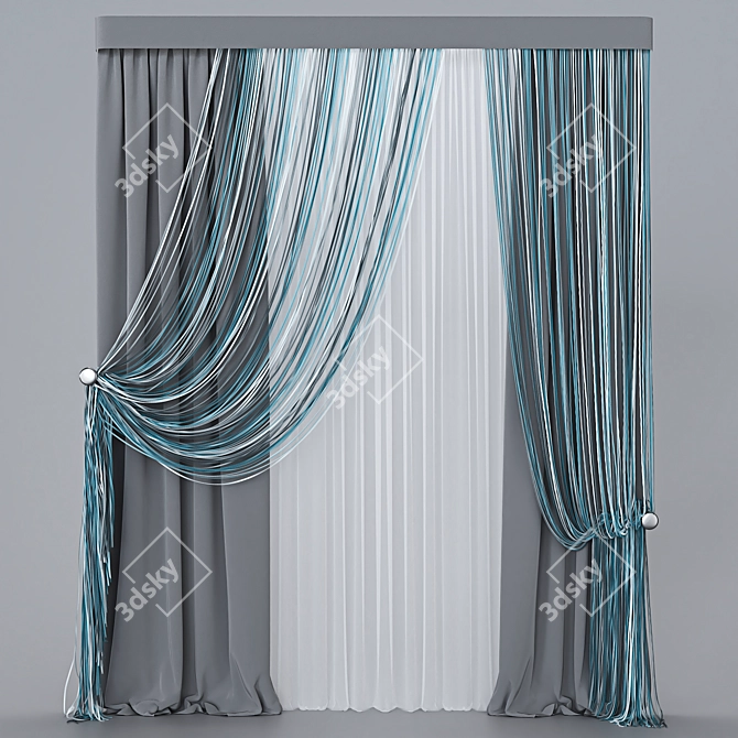 Elegant Curtain Collection 3D model image 3