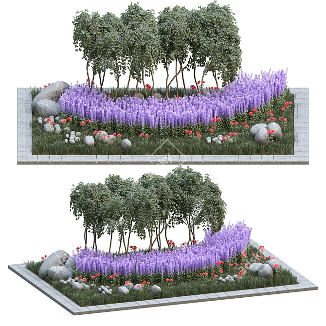 Square Garden Outdoor Plant: Beautiful, Realistic, and Easy to Use 3D model image 1