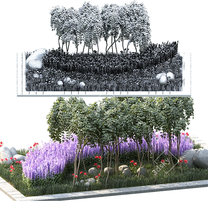 Square Garden Outdoor Plant: Beautiful, Realistic, and Easy to Use 3D model image 4