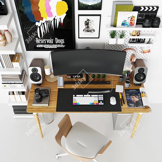 Title: IKEA Workplace Set with Decor & Tech 3D model image 4